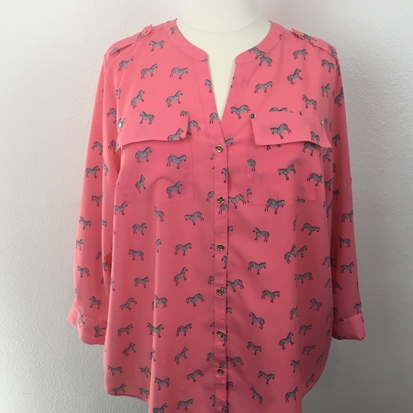 Charter Club Tops - Charter Club Pink Zebra Print Blouse Size 3X